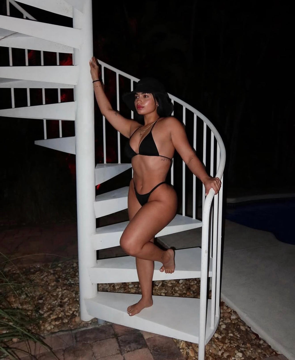 Black High Cut Thong Set