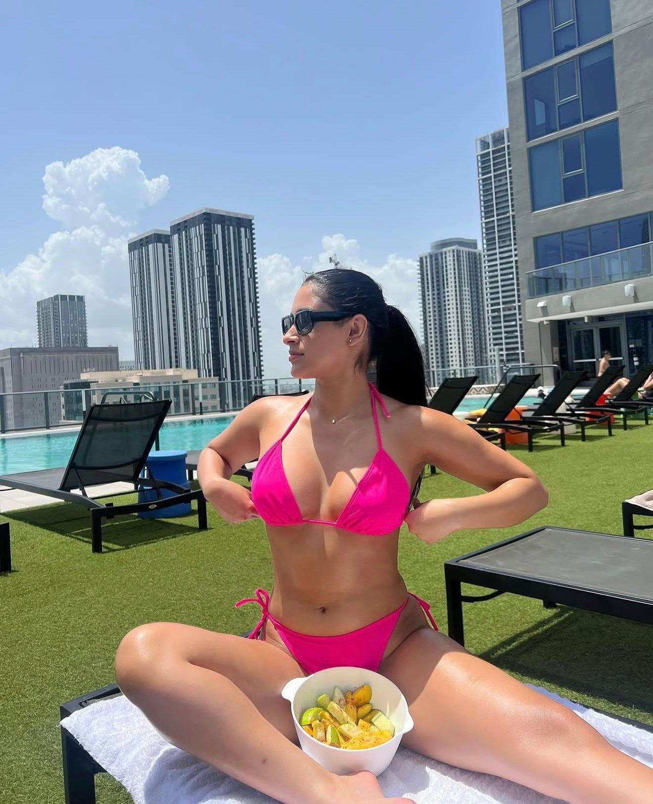 Neon Pink Thong Set