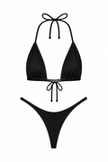 Black High Cut Thong Set