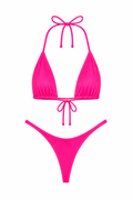 Neon Pink High Cut Thong Set