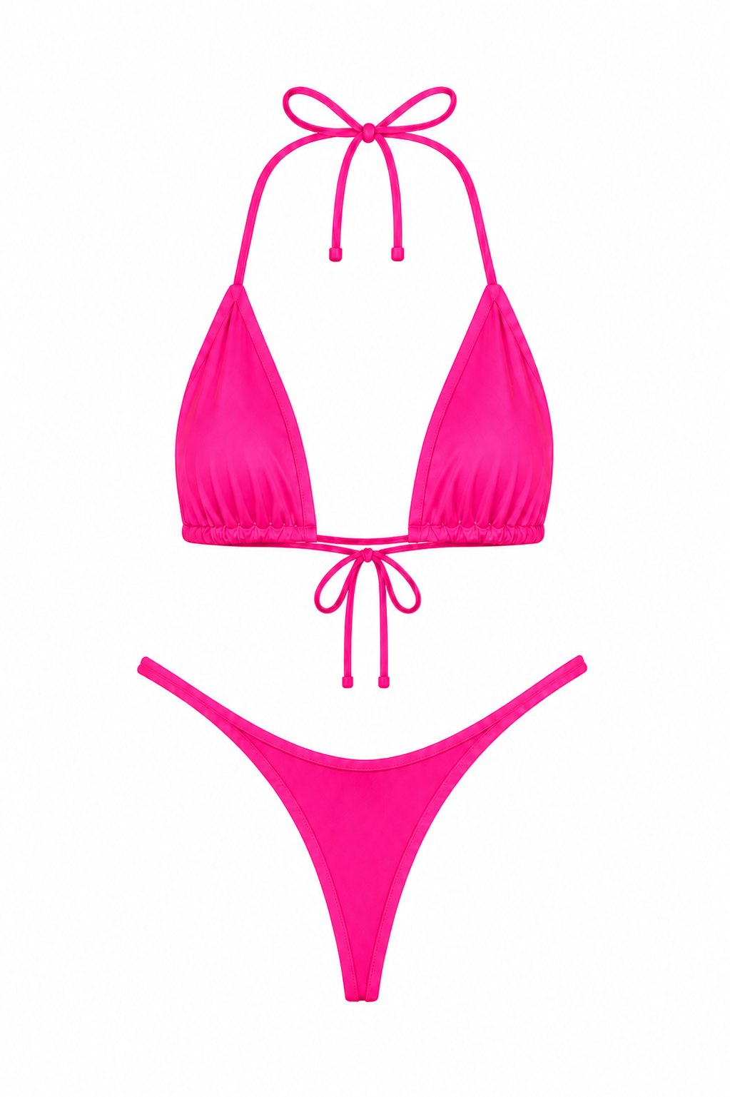 Neon Pink High Cut Thong Set