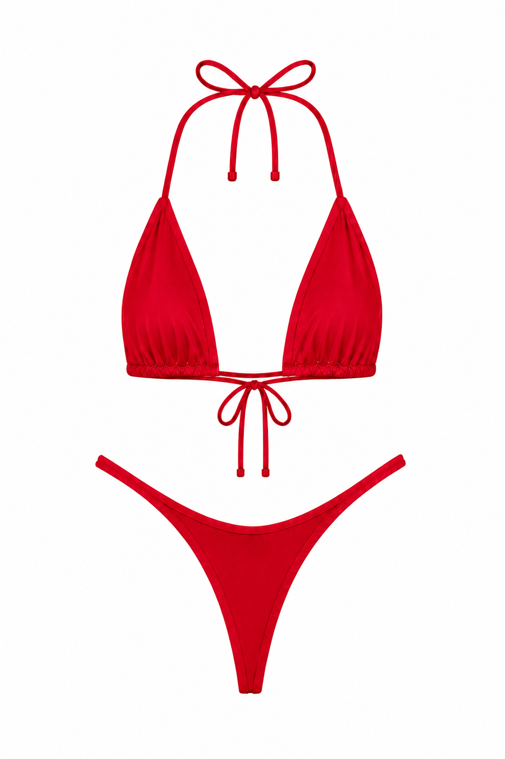 Red High Cut Thong Set
