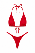 Red High Cut Thong Set
