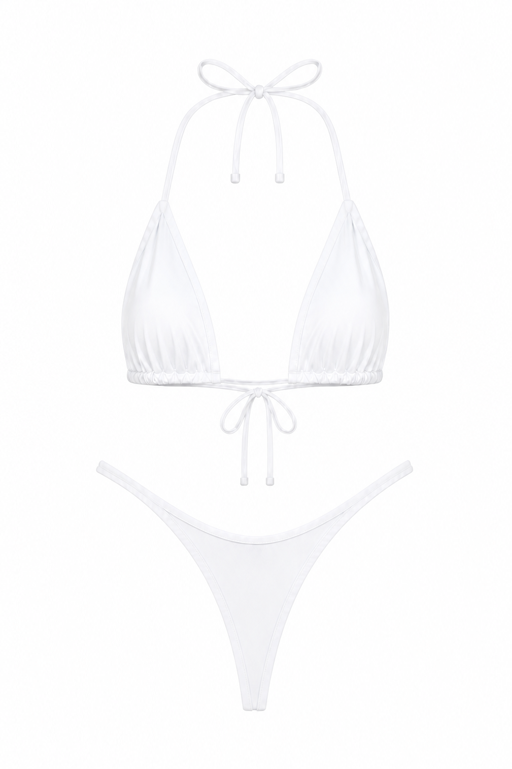 White High Cut Thong Set