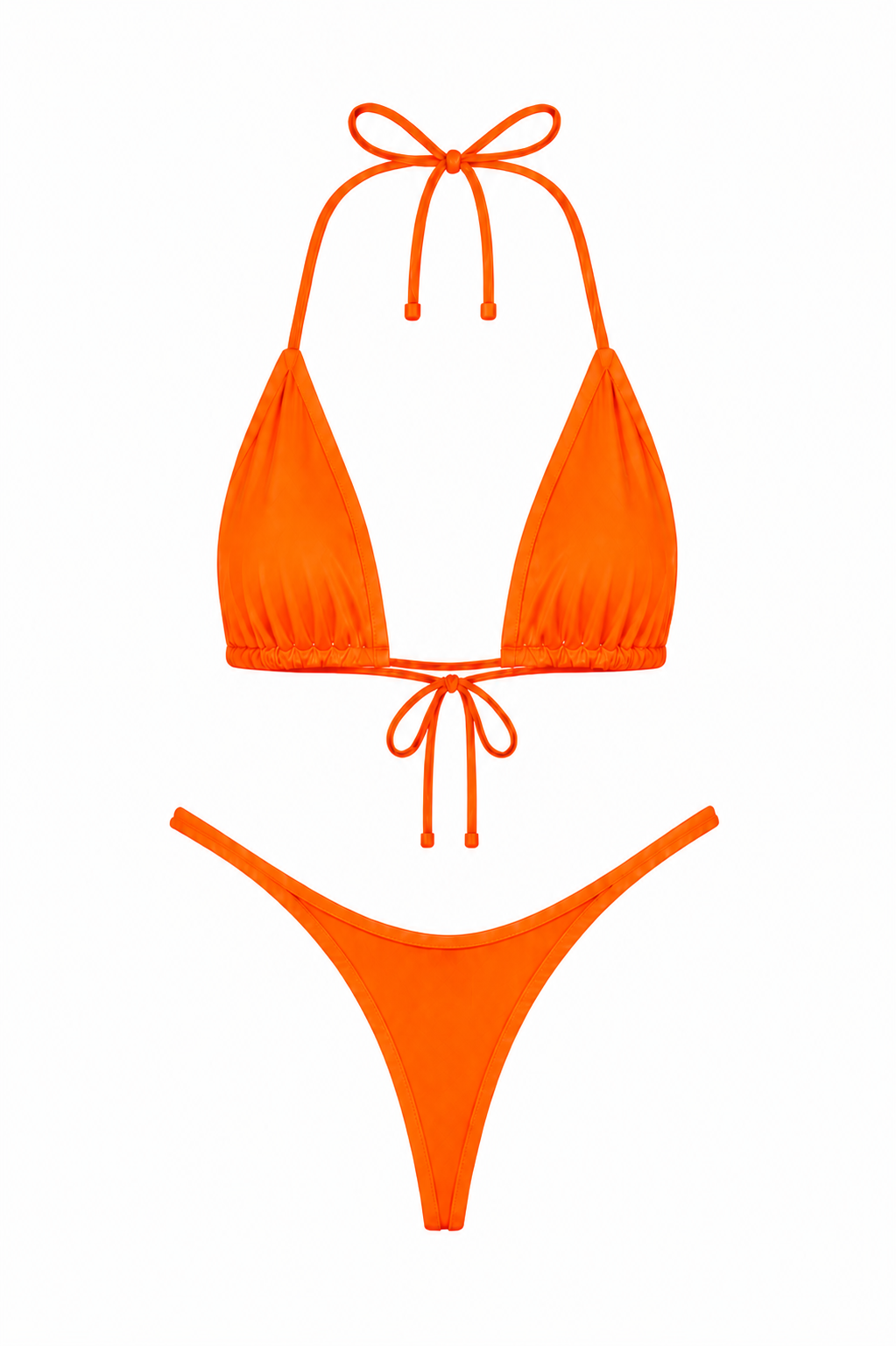 Neon Orange High Cut Thong Set