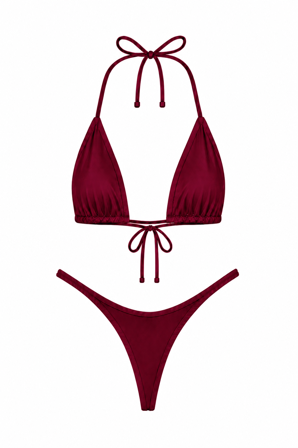 Wine Red High Cut Thong Set
