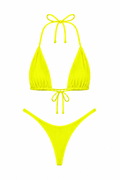 Neon Yellow High Cut Thong Set