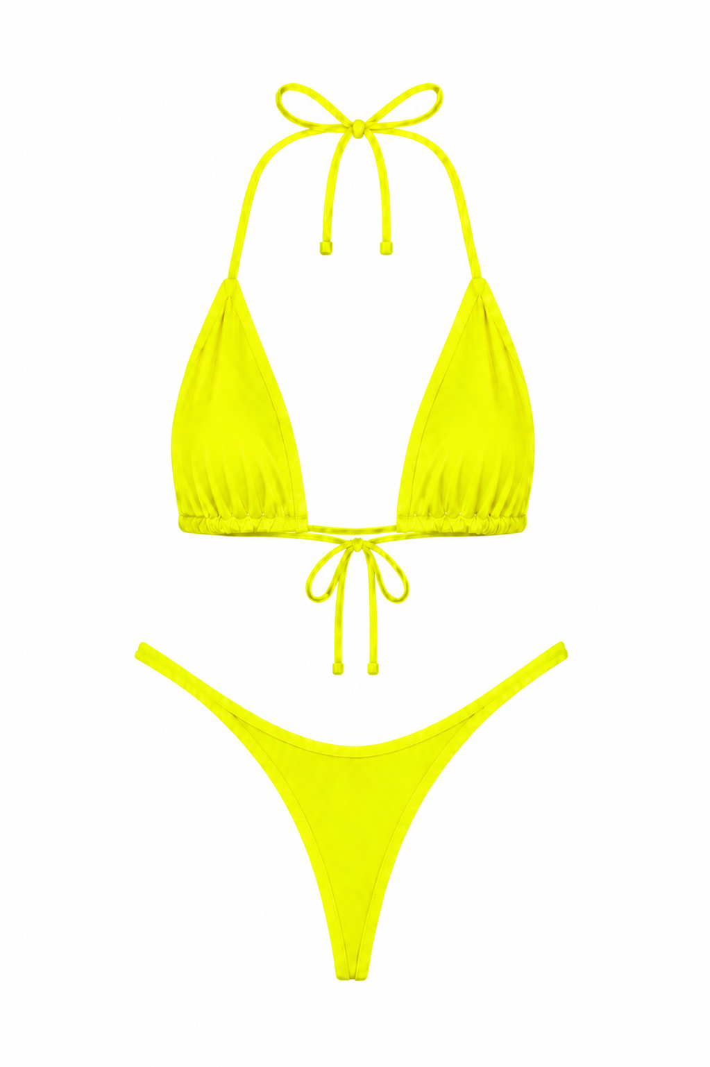 Neon Yellow High Cut Thong Set