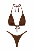 Brown High Cut Thong Set