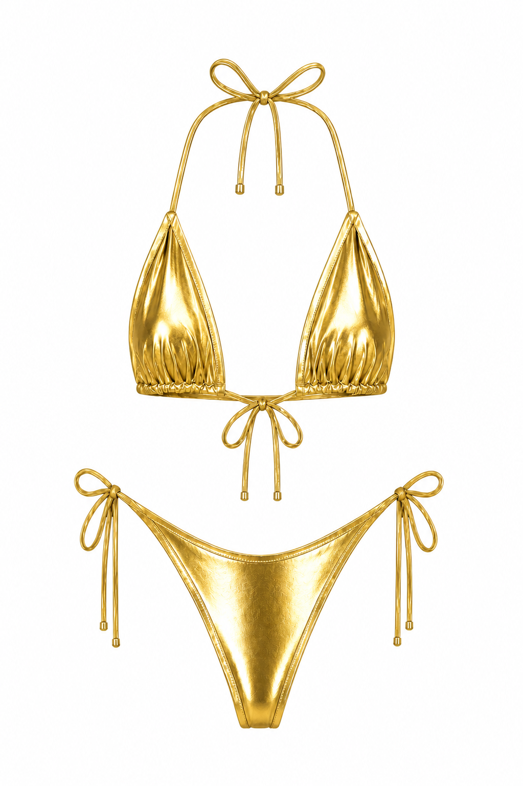 Metallic Gold Thong Set