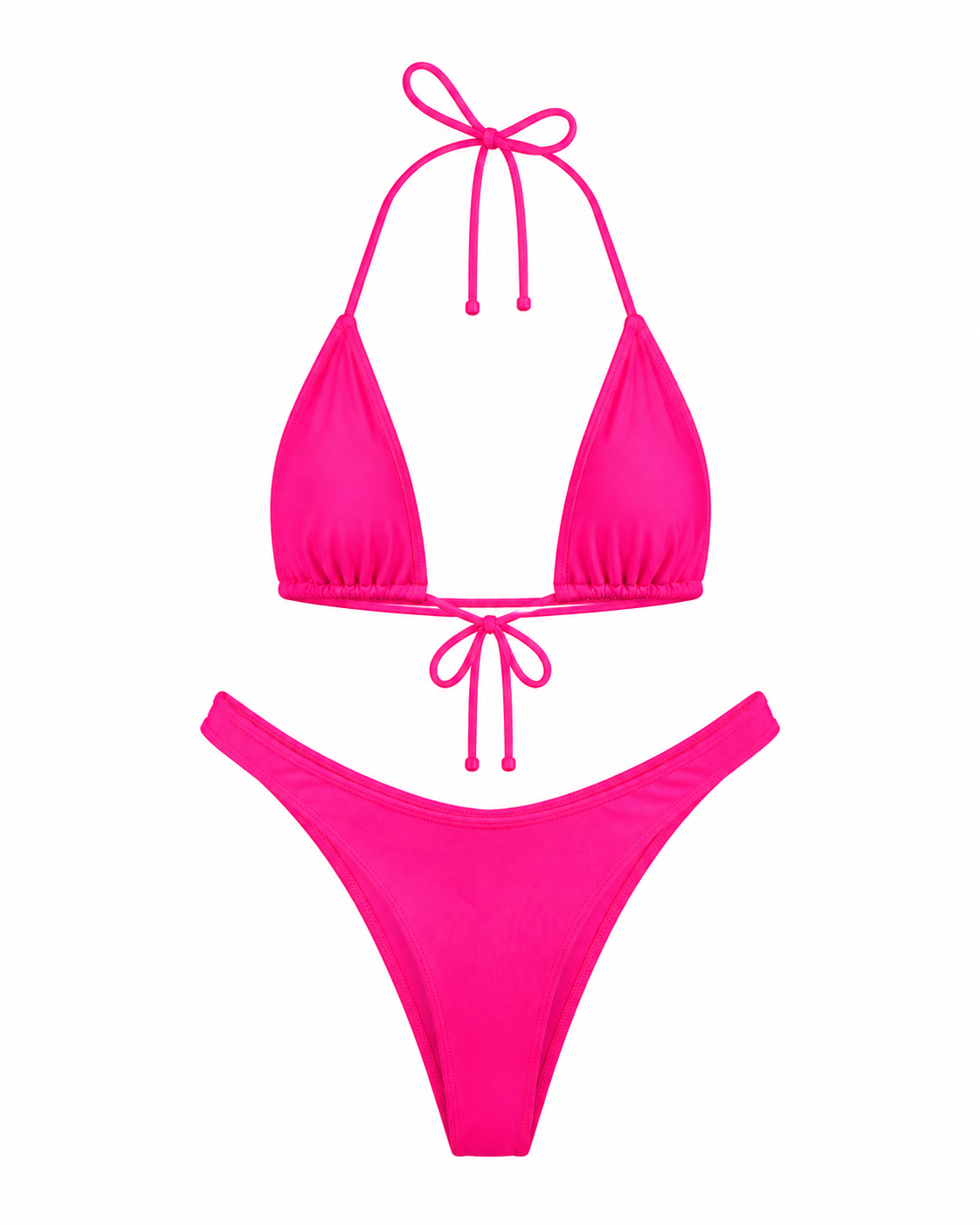 Neon Pink High Cut Cheeky Set