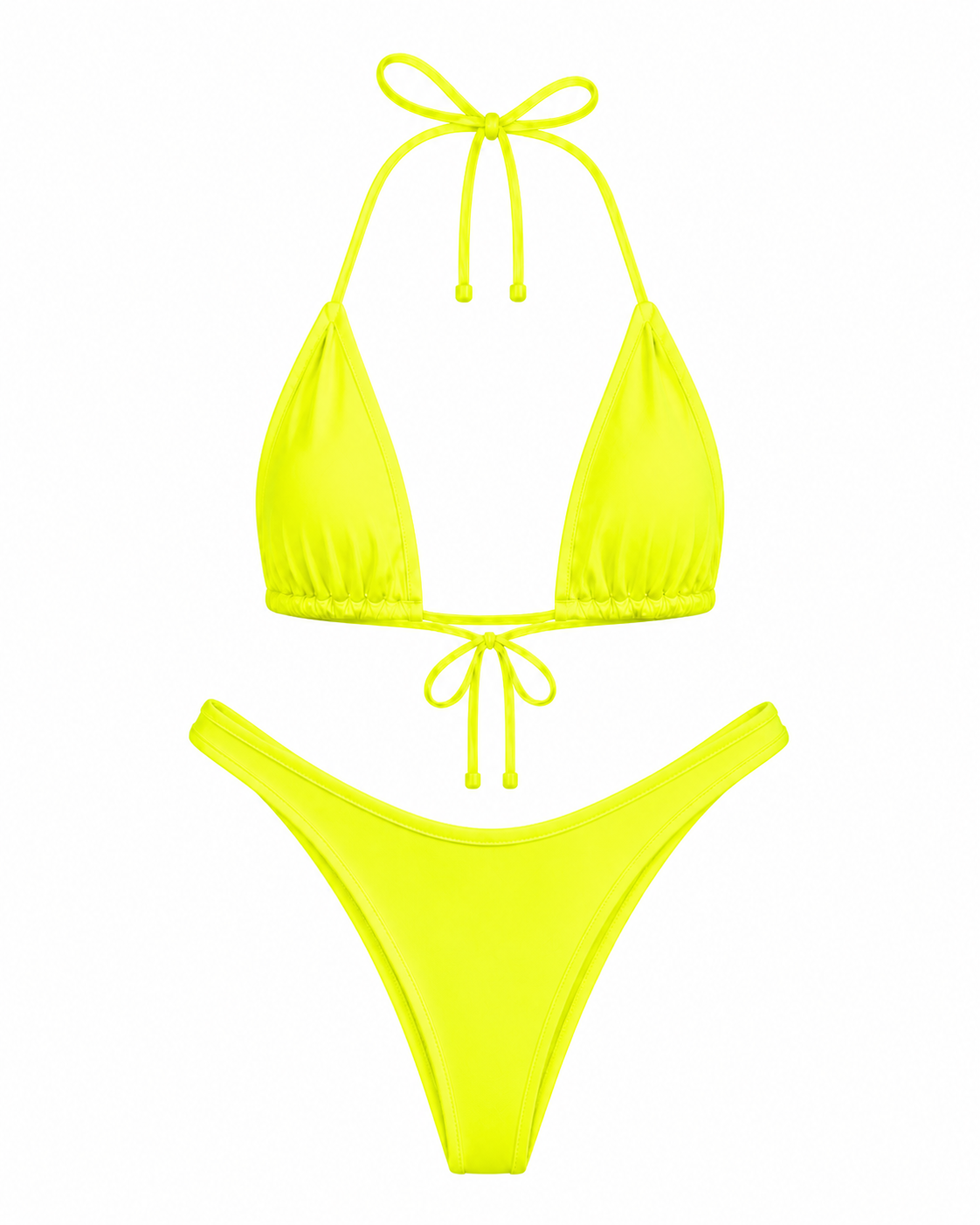 Neon Yellow High Cut Cheeky Set