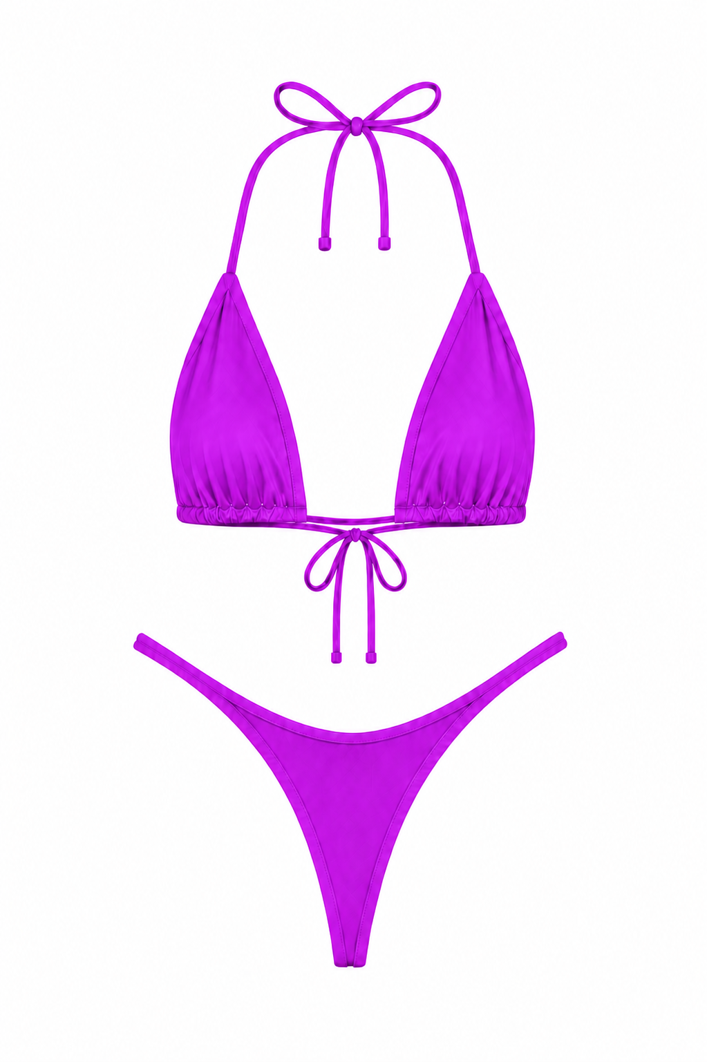 Magenta High Cut Thong Set